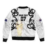 New Zealand WC2026 Custom White Bomber Jacket Silver Fern LT7 - Polynesian Pride