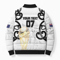 New Zealand WC2026 Custom White Bomber Puffer Jacket Silver Fern LT7 - Polynesian Pride