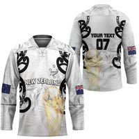 New Zealand WC2026 Custom White Hockey Jersey Silver Fern LT7 - Polynesian Pride