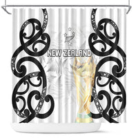 New Zealand WC2026 White Shower Curtain Silver Fern LT7 White - Polynesian Pride