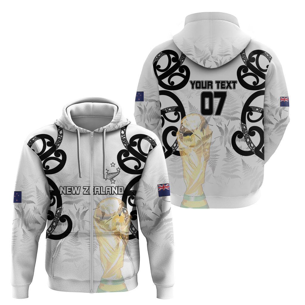 New Zealand WC2026 Custom White Zip Hoodie Silver Fern LT7 - Polynesian Pride