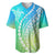 Polynesian Pride Baseball Jersey Turtle Hibiscus Luxury Style - Gradient Blue LT7 Blue Green - Polynesian Pride