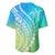 Polynesian Pride Baseball Jersey Turtle Hibiscus Luxury Style - Gradient Blue LT7 - Polynesian Pride