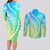 Polynesian Pride Couples Matching Long Sleeve Bodycon Dress and Long Sleeve Button Shirts Turtle Hibiscus Luxury Style - Gradient Blue LT7 - Polynesian Pride