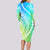 Polynesian Pride Long Sleeve Bodycon Dress Turtle Hibiscus Luxury Style - Gradient Blue LT7 - Polynesian Pride