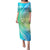 Polynesian Pride Puletasi Turtle Hibiscus Luxury Style - Gradient Blue LT7 Long Dress Blue Green - Polynesian Pride