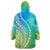 Polynesian Pride Wearable Blanket Hoodie Turtle Hibiscus Luxury Style - Gradient Blue LT7 - Polynesian Pride