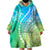 Polynesian Pride Wearable Blanket Hoodie Turtle Hibiscus Luxury Style - Gradient Blue LT7 - Polynesian Pride