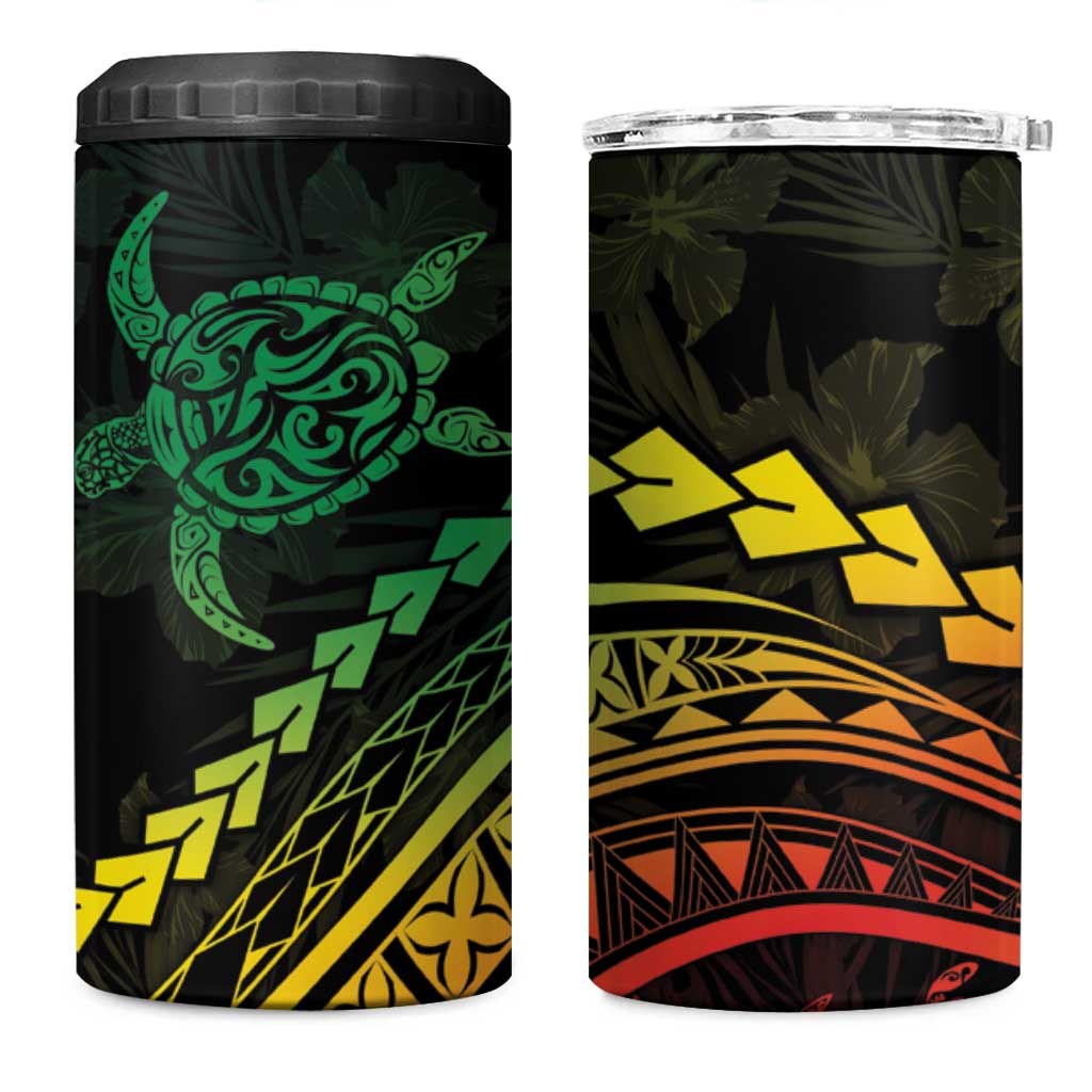 Polynesian Pride 4 in 1 Can Cooler Tumbler Turtle Hibiscus Luxury Style - Reggae Ver2 LT7 One Size: 16 oz Reggae - Polynesian Pride