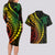 Polynesian Pride Couples Matching Long Sleeve Bodycon Dress and Hawaiian Shirt Turtle Hibiscus Luxury Style - Reggae Ver2 LT7 - Polynesian Pride