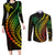 Polynesian Pride Couples Matching Long Sleeve Bodycon Dress and Long Sleeve Button Shirts Turtle Hibiscus Luxury Style - Reggae Ver2 LT7 Reggae - Polynesian Pride