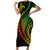 Polynesian Pride Short Sleeve Bodycon Dress Turtle Hibiscus Luxury Style - Reggae Ver2 LT7 Long Dress Reggae - Polynesian Pride