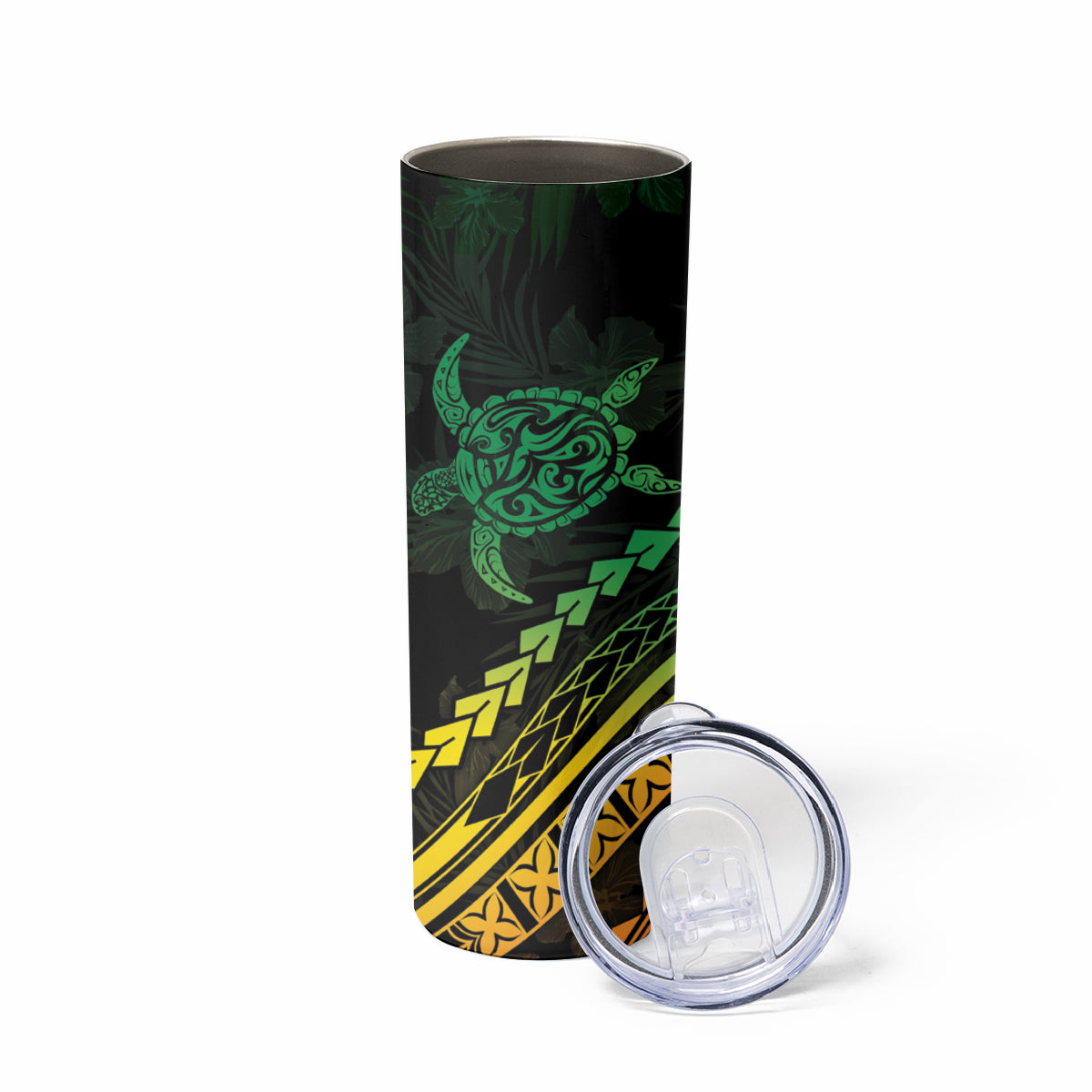 Polynesian Pride Skinny Tumbler Turtle Hibiscus Luxury Style - Reggae Ver2 LT7 - Polynesian Pride
