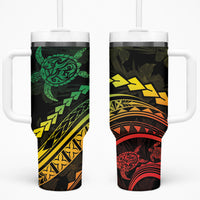 Polynesian Pride Tumbler With Handle Turtle Hibiscus Luxury Style - Reggae Ver2 LT7 One Size: 40 oz Reggae - Polynesian Pride