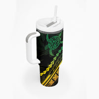 Polynesian Pride Tumbler With Handle Turtle Hibiscus Luxury Style - Reggae Ver2 LT7 - Polynesian Pride