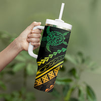 Polynesian Pride Tumbler With Handle Turtle Hibiscus Luxury Style - Reggae Ver2 LT7 - Polynesian Pride