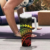 Polynesian Pride Tumbler With Handle Turtle Hibiscus Luxury Style - Reggae Ver2 LT7 - Polynesian Pride