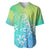 Polynesia Baseball Jersey Plumeria Blue Gradient Curves LT7 Blue Green - Polynesian Pride