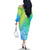 Polynesia Off The Shoulder Long Sleeve Dress Plumeria Blue Gradient Curves LT7 - Polynesian Pride