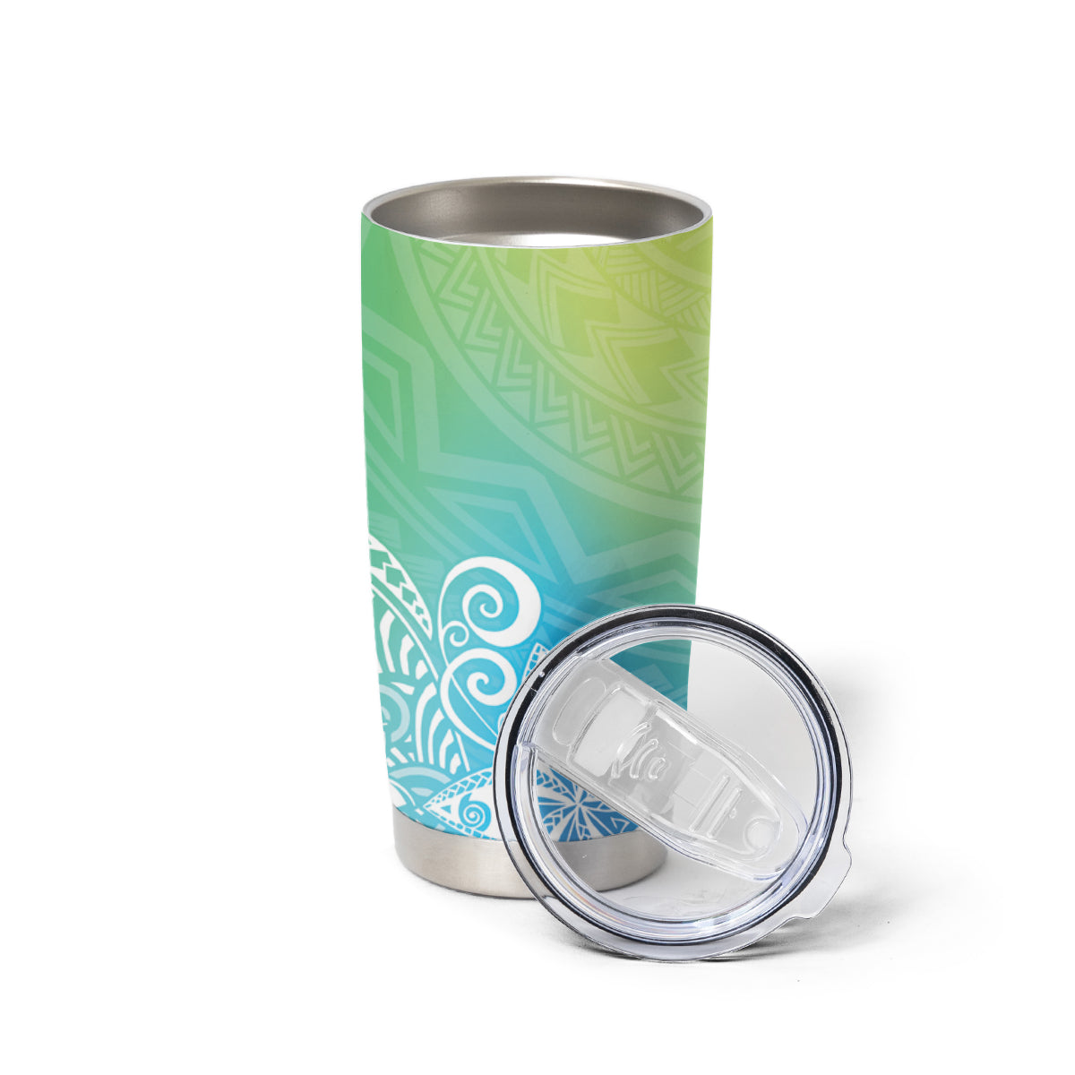 Polynesia Tumbler Cup Plumeria Blue Gradient Curves LT7 - Polynesian Pride