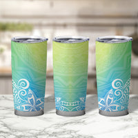 Polynesia Tumbler Cup Plumeria Blue Gradient Curves LT7 - Polynesian Pride