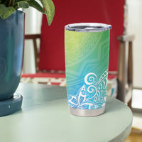 Polynesia Tumbler Cup Plumeria Blue Gradient Curves LT7 - Polynesian Pride