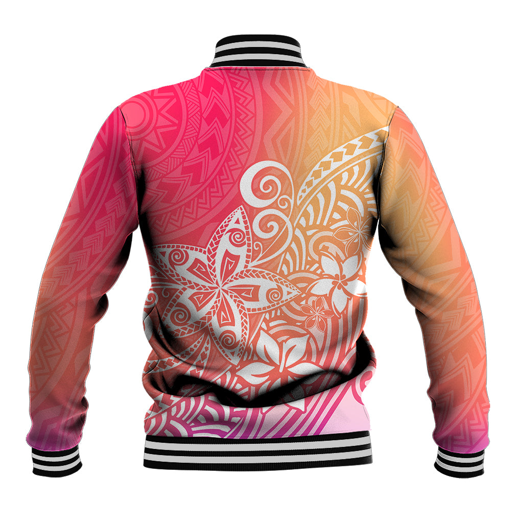Polynesia Baseball Jacket Plumeria Pink Gradient Curves LT7 - Polynesian Pride
