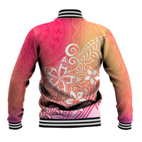 Polynesia Baseball Jacket Plumeria Pink Gradient Curves LT7 - Polynesian Pride