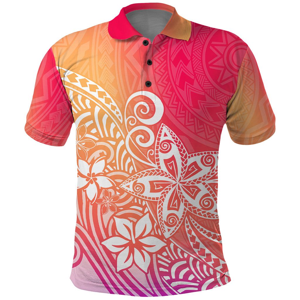 Polynesia Polo Shirt Plumeria Pink Gradient Curves LT7 Pink - Polynesian Pride