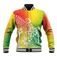Polynesia Baseball Jacket Plumeria Reggae Curves LT7 Unisex Reggae - Polynesian Pride