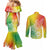 Polynesia Couples Matching Mermaid Dress and Long Sleeve Button Shirts Plumeria Reggae Curves LT7 - Polynesian Pride