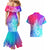 Polynesia Couples Matching Mermaid Dress and Hawaiian Shirt Plumeria Galaxy Gradient Curves LT7 - Polynesian Pride