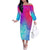 Polynesia Off The Shoulder Long Sleeve Dress Plumeria Galaxy Gradient Curves LT7 Women Galaxy - Polynesian Pride