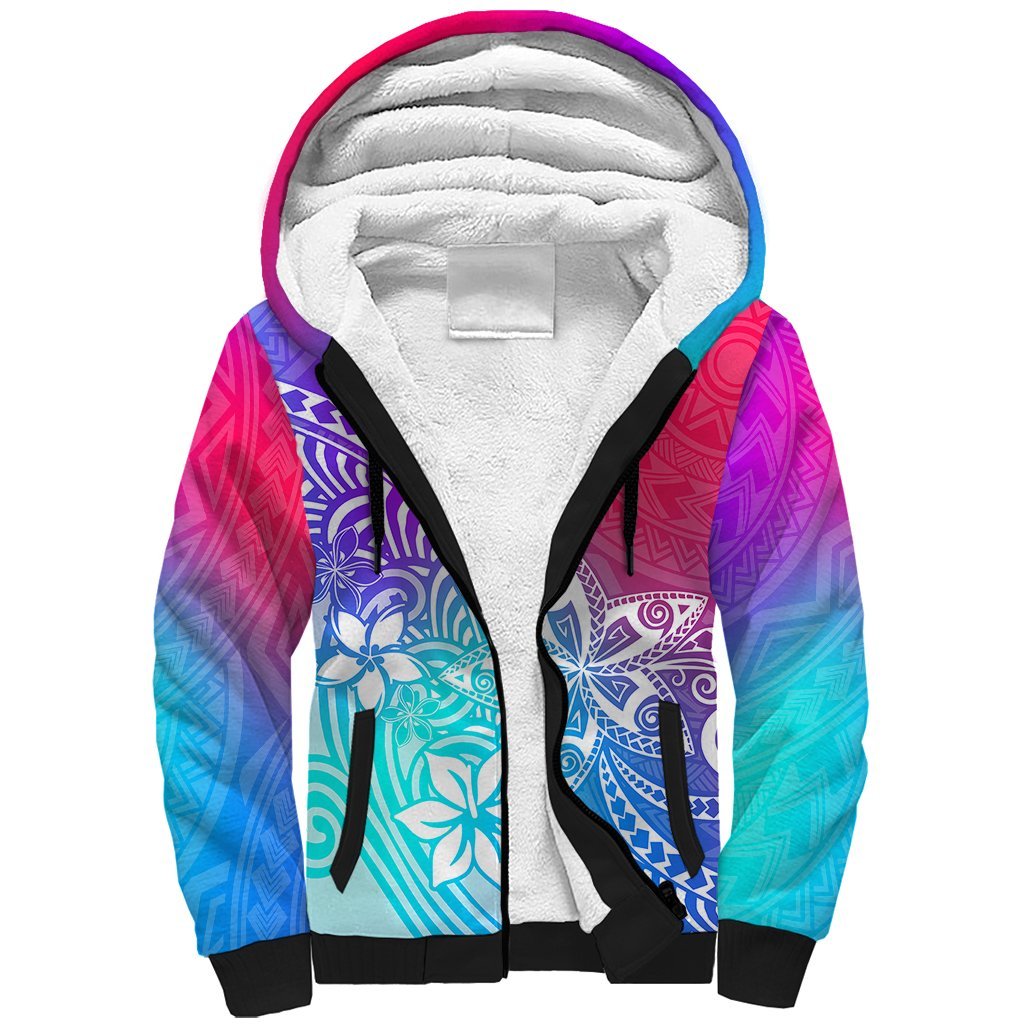 Polynesia Sherpa Hoodie Plumeria Galaxy Gradient Curves LT7 Unisex Galaxy - Polynesian Pride