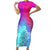 Polynesia Short Sleeve Bodycon Dress Plumeria Galaxy Gradient Curves LT7 Long Dress Galaxy - Polynesian Pride