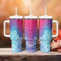 Polynesia Tumbler With Handle Plumeria Galaxy Gradient Curves LT7 - Polynesian Pride