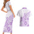 Polynesia Couples Matching Short Sleeve Bodycon Dress and Hawaiian Shirt Plumeria Lavender Curves LT7 - Polynesian Pride