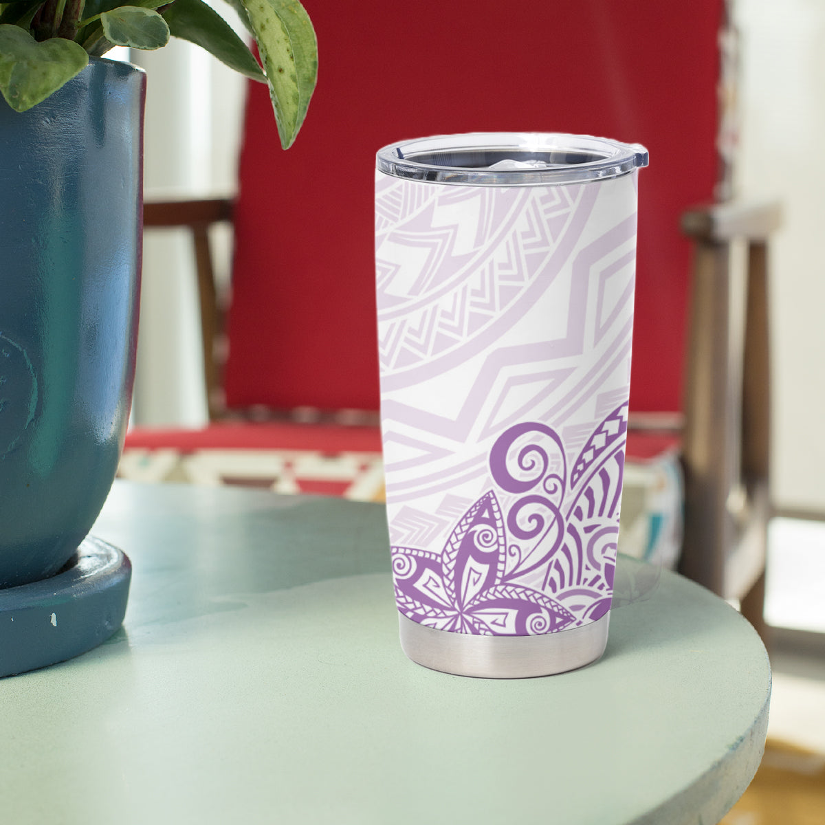 Polynesia Tumbler Cup Plumeria Lavender Curves LT7 - Polynesian Pride