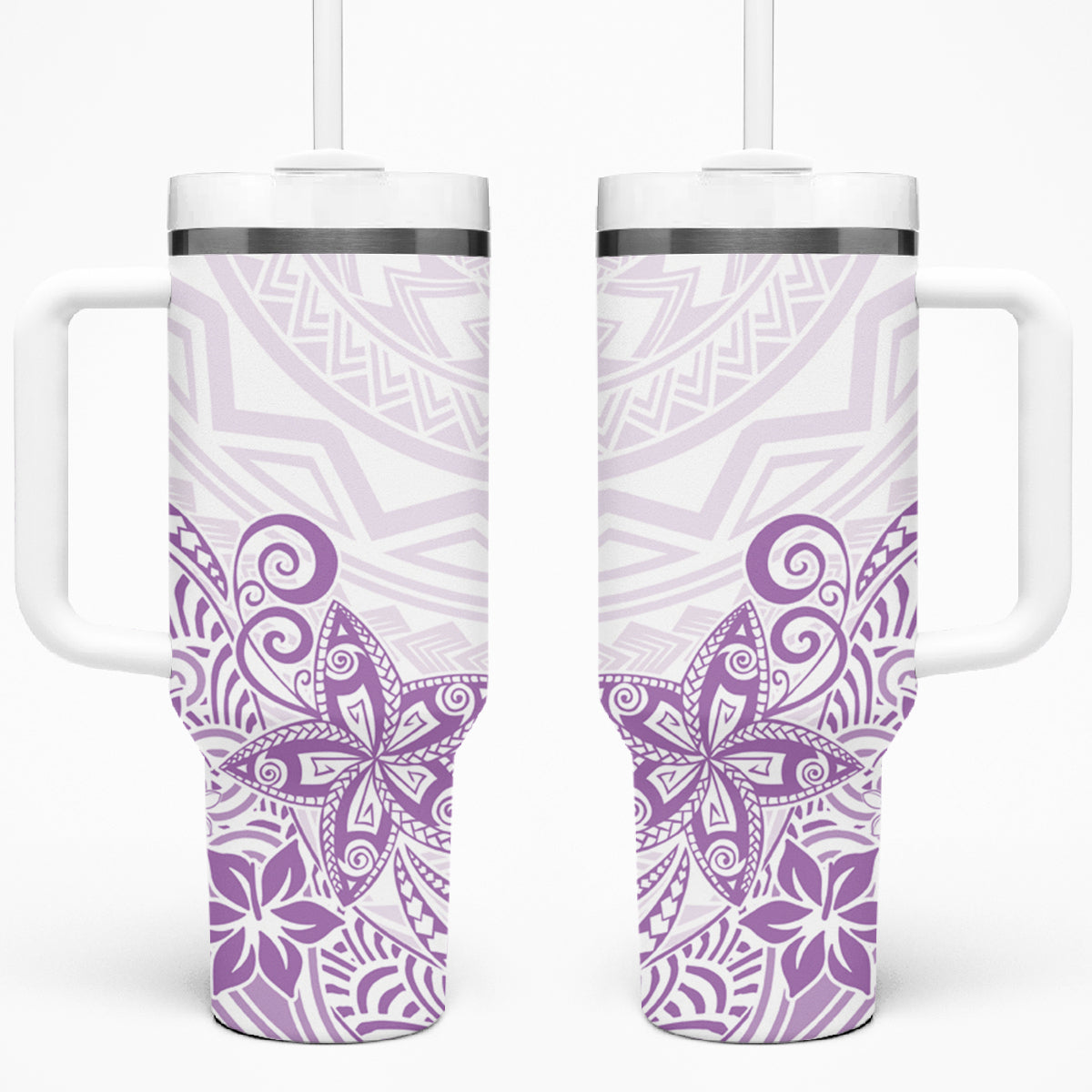Polynesia Tumbler With Handle Plumeria Lavender Curves LT7 One Size: 40 oz Lavender - Polynesian Pride