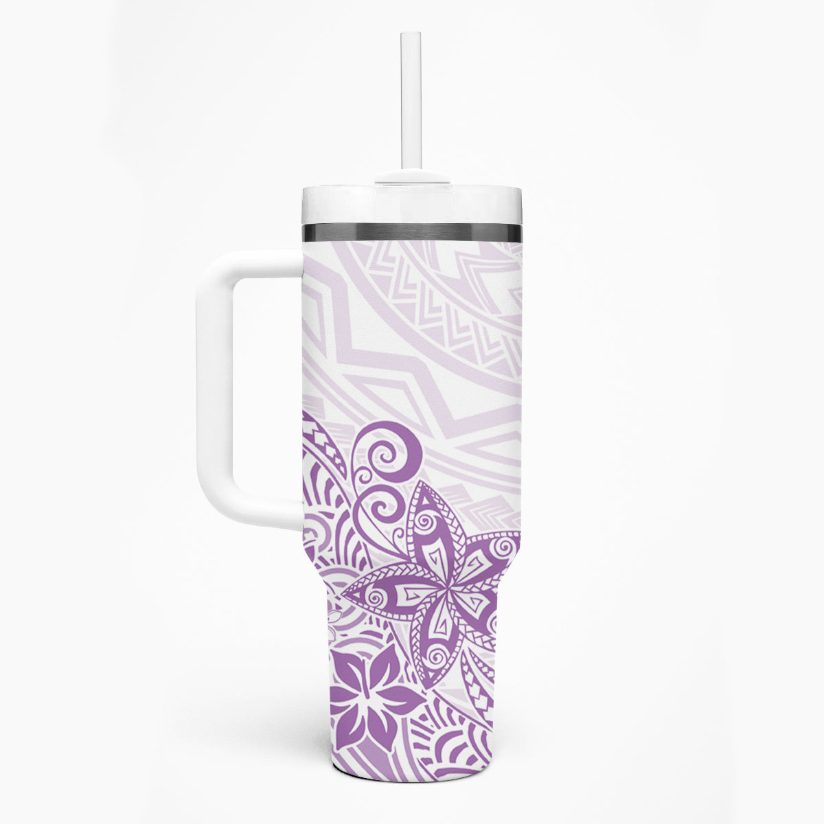 Polynesia Tumbler With Handle Plumeria Lavender Curves LT7 - Polynesian Pride