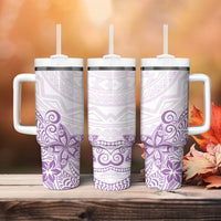 Polynesia Tumbler With Handle Plumeria Lavender Curves LT7 - Polynesian Pride