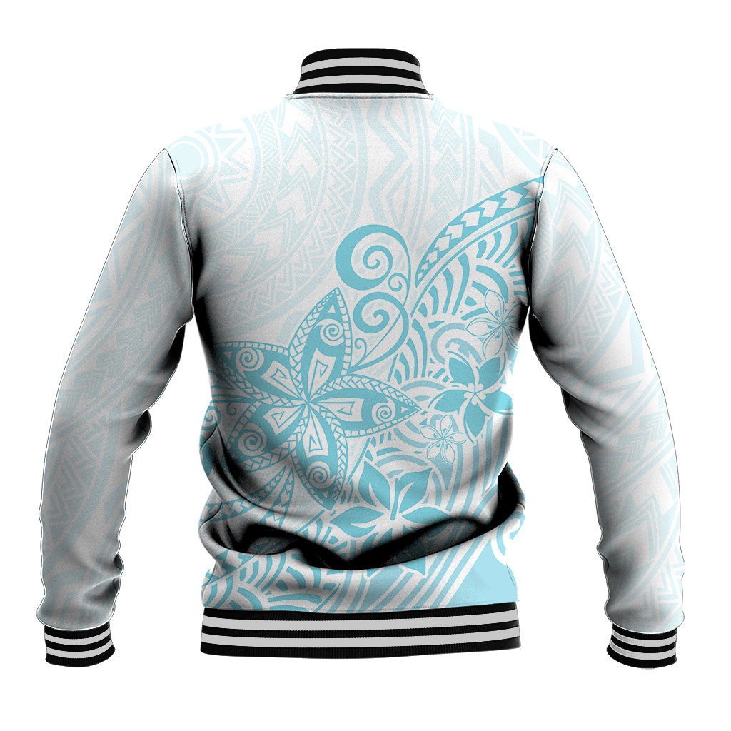 Polynesia Baseball Jacket Plumeria Turquoise Curves LT7 - Polynesian Pride