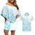 Polynesia Couples Matching Off Shoulder Short Dress and Hawaiian Shirt Plumeria Turquoise Curves LT7 Turquoise - Polynesian Pride