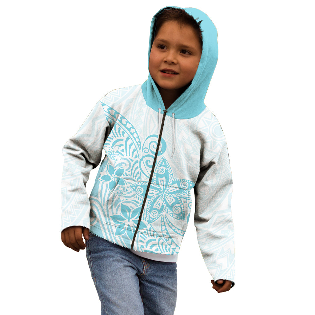 Polynesia Kid Hoodie Plumeria Turquoise Curves LT7 - Polynesian Pride
