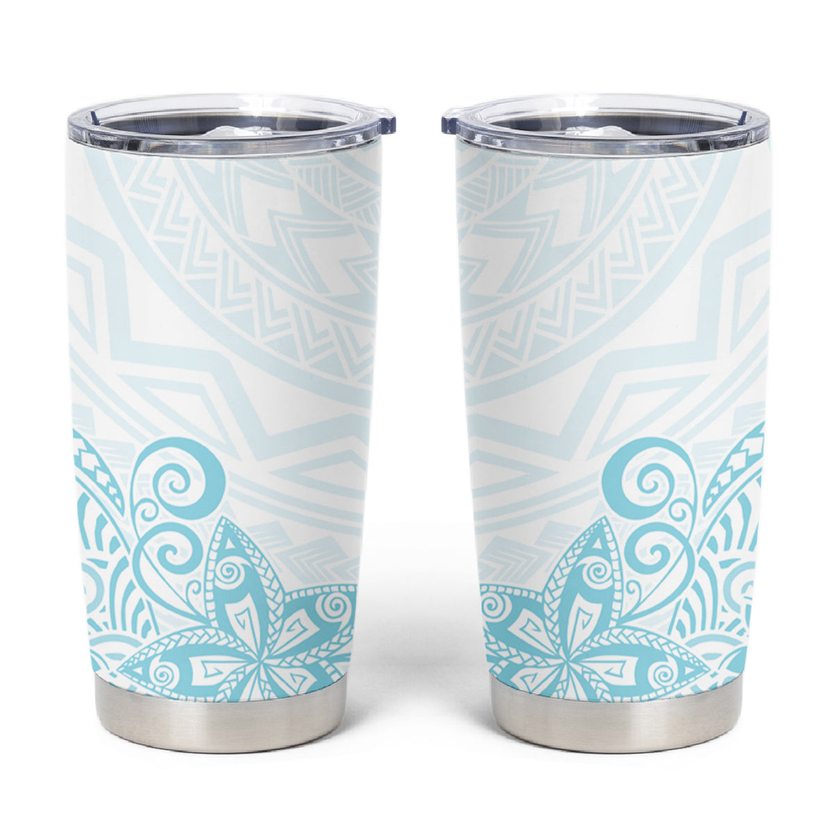 Polynesia Tumbler Cup Plumeria Turquoise Curves LT7 Turquoise - Polynesian Pride