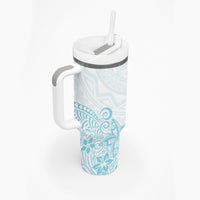 Polynesia Tumbler With Handle Plumeria Turquoise Curves LT7 - Polynesian Pride