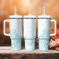 Polynesia Tumbler With Handle Plumeria Turquoise Curves LT7 - Polynesian Pride