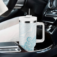 Polynesia Tumbler With Handle Plumeria Turquoise Curves LT7 - Polynesian Pride