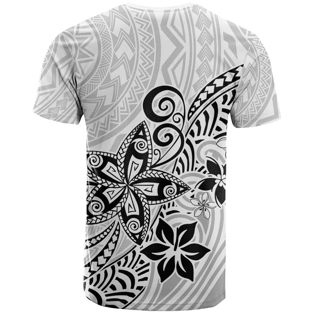 Polynesia T Shirt Plumeria White Curves LT7 - Polynesian Pride