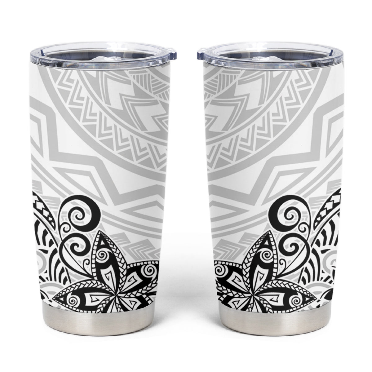 Polynesia Tumbler Cup Plumeria White Curves LT7 White - Polynesian Pride